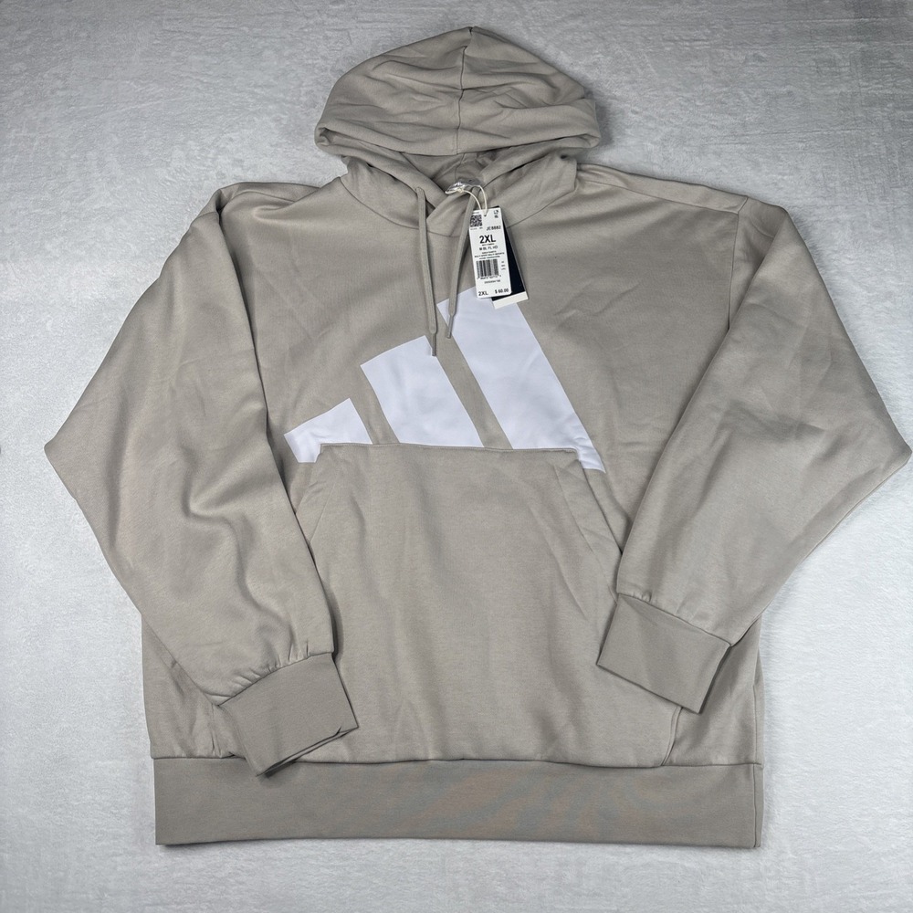 NEW Adidas Hoodie Sweatshirt Fleece Essentials Cozy Beige White JE8882 2XL